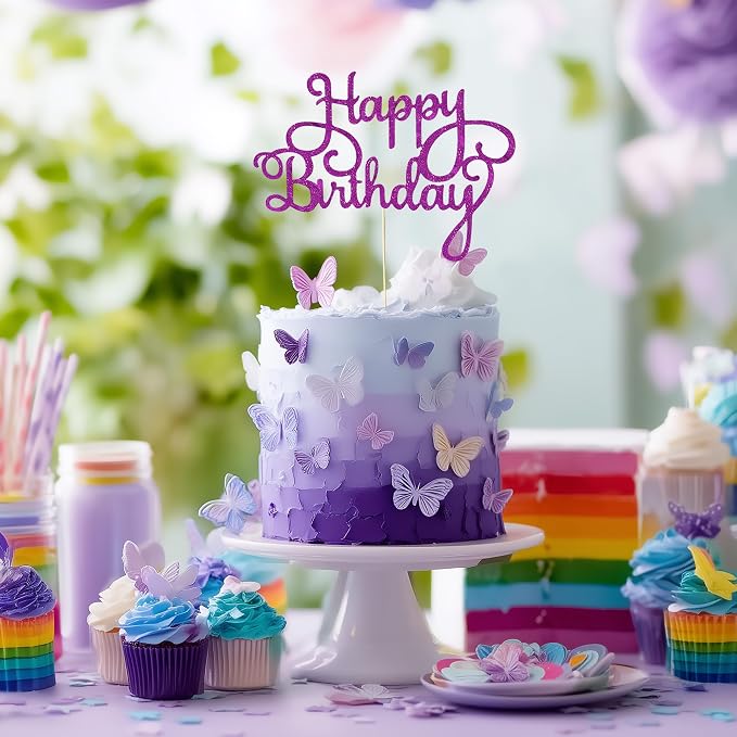 199 Pcs Purple Birthday Party Decorations For Women，Happy Birthday Party Decorations For Girls, 100 Pcs Paper Plates,Napkins and Forks for 20 Guests,Bday Sash and Crown,20 Tableware Sets