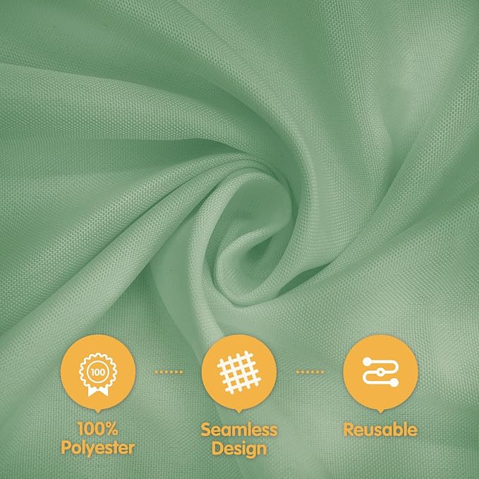 BRILLMAX 10 Pack Sage Green Round Tablecloths 90 Inch for 60” Tables - 150 GSM Polyester Fabric, 15" Standard Drop, Water, Stain & Wrinkle Resistant Cloth Cover for Wedding Reception Banquet Dining