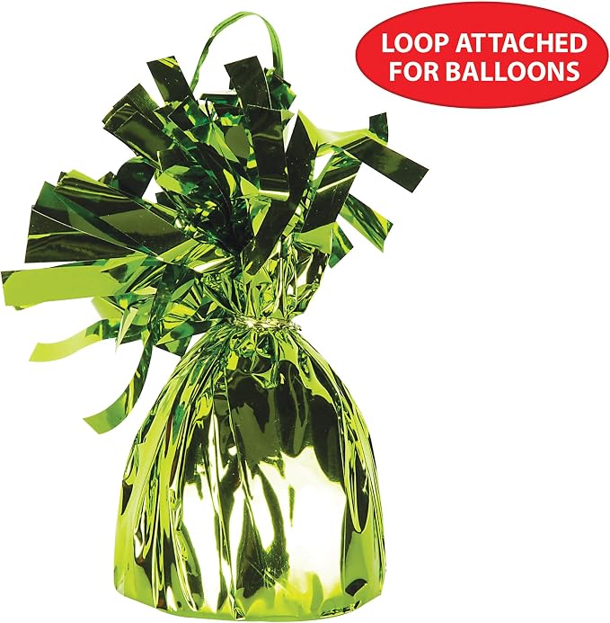 Beistle 50804-LG 12-Piece Light Green Metallic Wrapped Balloon Weights