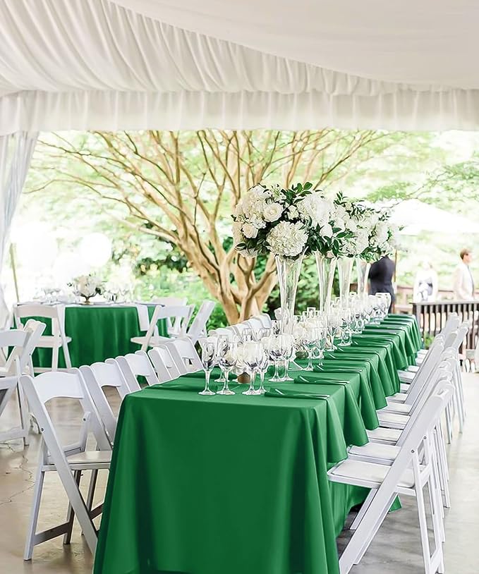 fani 10 Pack 60 x 102 Inch Tablecloth, Green Tablecloth for 6 Feet Rectangle Tables, Stain and Wrinkle Resistant Washable Fabric Table Cloth for Wedding Party Dining Table Buffet Parties Camping