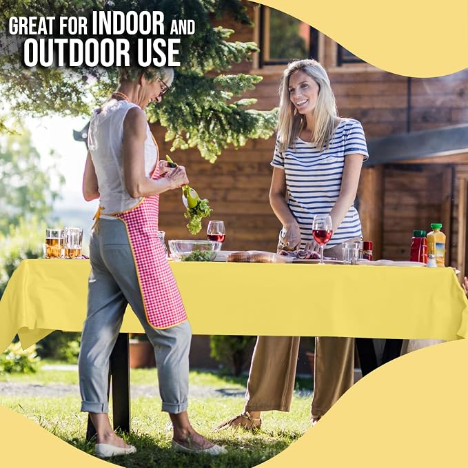 Party Solids 66% Thicker Premium Light Yellow Plastic Table Cover Roll 40" X 100' Table Cloth Plastic Cover Roll Quality Thick Banquet Rolls Disposable Tablecloth Rolls Strong American Based Company