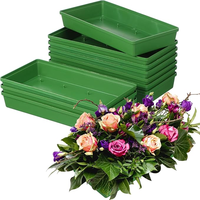 Cabilock 10Pcs Foam Trays for Flower Arrangements Floral Foam Tray Rectangle Plastic Mud Fixing Plates for Wedding Party Centerpiece Decoration