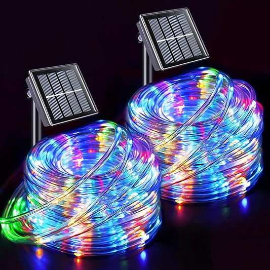 JMEXSUSS Solar Trampoline Lights, 2 * 200 LED Solar Rope Lights | 66ft IP 65 Waterproof Camping Light Outdoor, 8 Modes Trampoline Accessories for Camp Ladder Slide Tent (Multicolor)