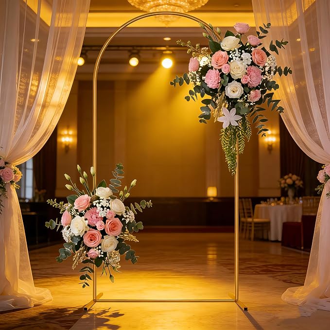 6FT Metal Arch Backdrop Stand, Wedding Arch Frame for Parties, Birthday, Baby Shower, Graduation, Wedding, Bridal Shower, Arch Decoration of Garden, Floral, Balloon (6FT)