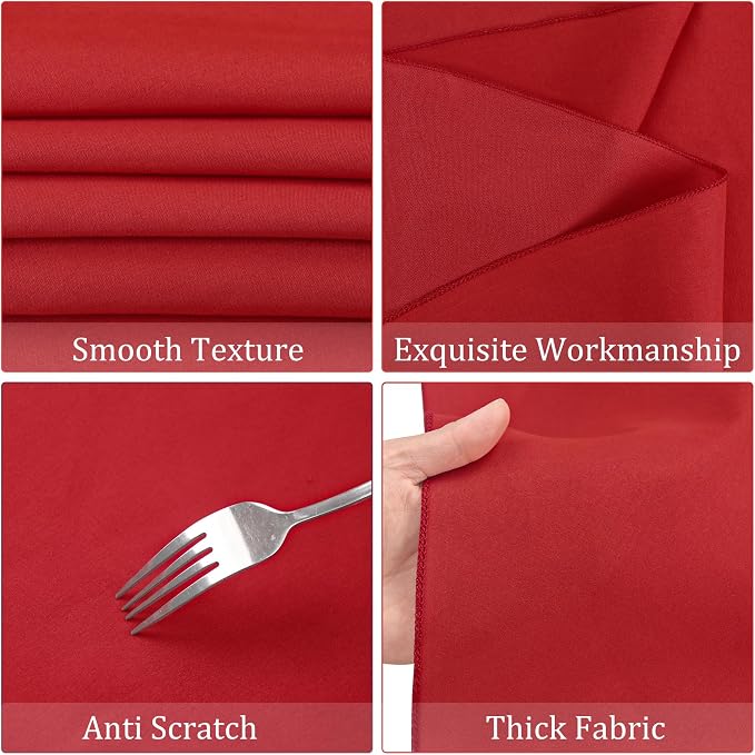 Fivenl 8 Pack Premium Round Tablecloth 108 Inch Red Round Table Covers Bulk Washable Polyester Fabric Round Table Clothes for Wedding Party Reception Banquet Buffet Restaurant (Red, 108 Inch)