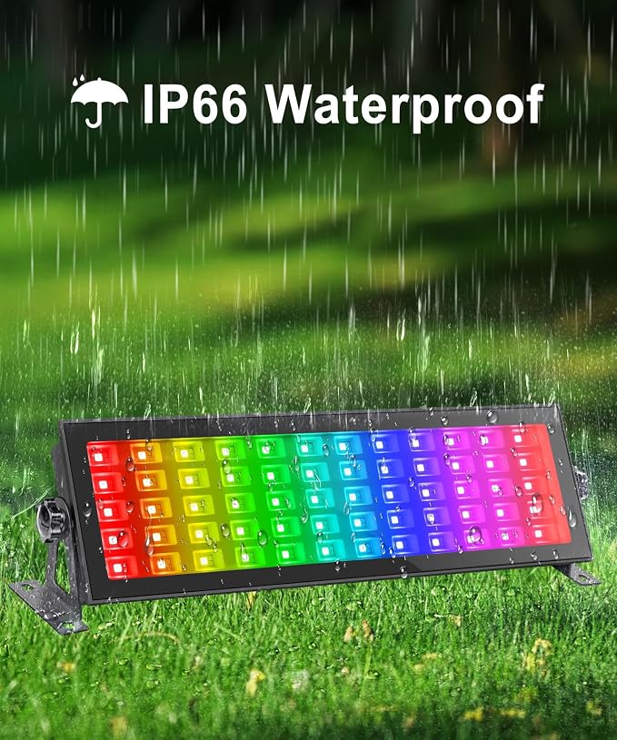 RGB Stage Light Bar, 120W 180LEDs RGBCW Smart Stage Wash Light Bar with Remote and APP Control, IP66 Waterproof RGB Color Changing DJ Light Bar for Garden Party Events Festivals Stage Lighting