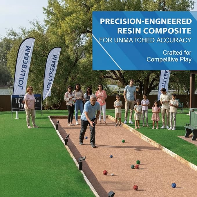 Bocce Ball Set 90mm (Regulation Size & Weight), 8 Resin Bochi Balls, Includes Pallino, Carrying Bag & Measuring Rope, Outdoor Sports Game for Family Backyard, Lawn, Cour t& Beach (2-8 Players)