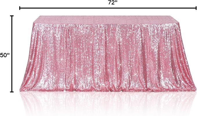 Poise3EHome Fuchsia Pink Sequin Tablecloth 50×72 Inch Rectangle Sparkly Fabric Table Cover Overlay for Valentine Birthday Wedding Party Holiday Baby Shower Decoration