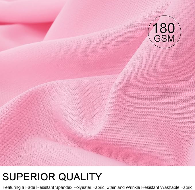 Outpain 8ft Spandex Table Cloth for Standard Folding Tables-4Pack Baby Pink Table Cloth Table Protector for Party, Wedding, Cocktail, Banquet, Festival