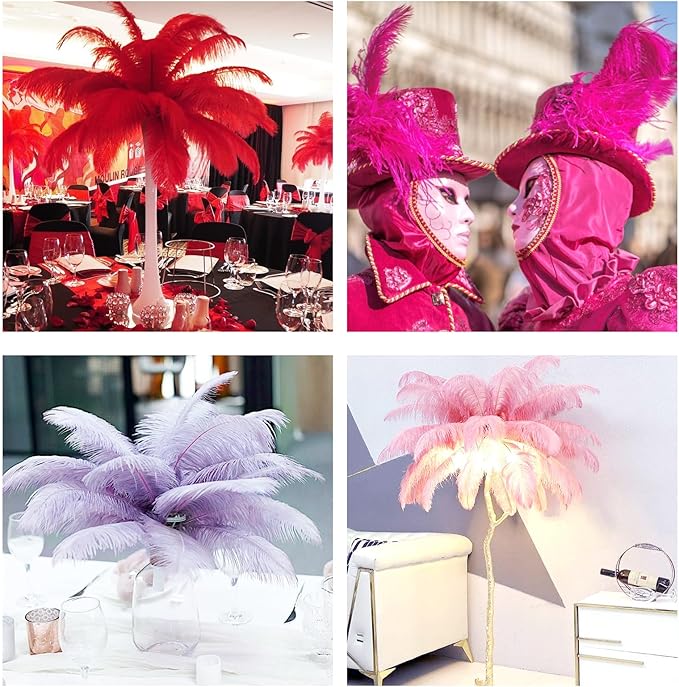 THARAHT Ostrich Feathers 90pcs Large Natural Bulk for Vase Crafts Wedding Party Centerpieces Christmas Tree Decoration Feathers,Babyblue