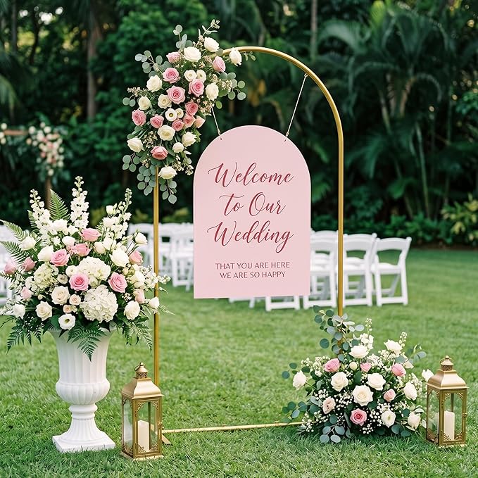 7.2FT Arch Backdrop Stand, Metal Gold Wedding Arch Frame, Balloon Arch Stand for Wedding, Birthday, Ceremony, Baby Shower, Party Decor