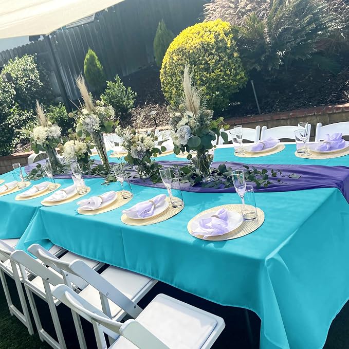 YMHPRIDE 6 Pack Teal Tablecloth 60 x102 inch Polyester Table Cloth for 6 Foot Rectangle Tables, Stain and Wrinkle Resistant Washable Fabric Polyester Table Covers for Wedding Party Banquet