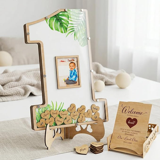 The Real Bossy Baby - Wild One Birthday Guest Book Keepsake - Large Premium Photo Frame - 1st Birthday Gift Ideas - Wooden Shadow Box - Luxury Nursery Decor - Photo Frame (White)