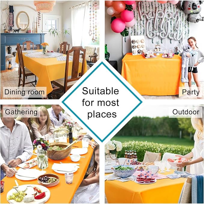 Hiasan Orange Yellow Rectangle Tablecloth - Waterproof Washable Fabric Table Cloth for Dining Party and Outdoor Use, 70 x 120 Inch