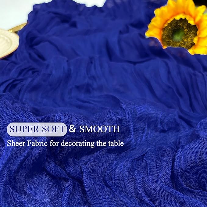 12Pack Royal Blue Table Runner 10Ft Cheesecloth Table Runner Boho Gauze Table Runners Long Cheese Cloth Table Runners for Wedding Party Bridal Shower Thanksgiving Christmas