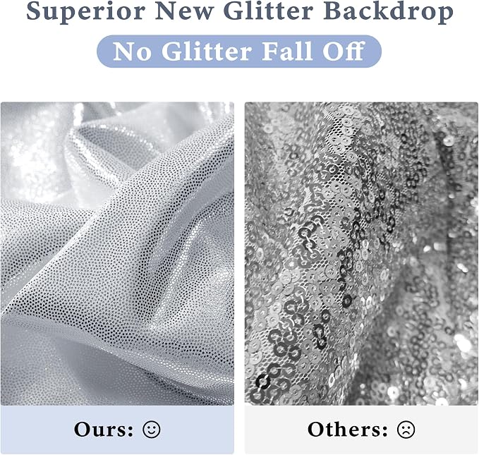 Outpain 10x10ft Silver Sequin Backdrop Curtains -Heavy Duty Gold Photography Backdrops with Non-Shedding Glitter, Wrinkle-Free Stage Drapes for Wedding/Christmas/Studio Shoots (5x10ft 2 Panels)