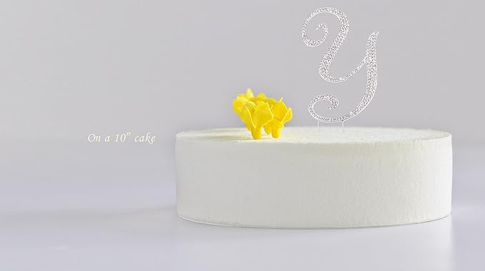 LOVENJOY Gift-Boxed 3" Letter Y Rhinestone Monogram Cake Topper
