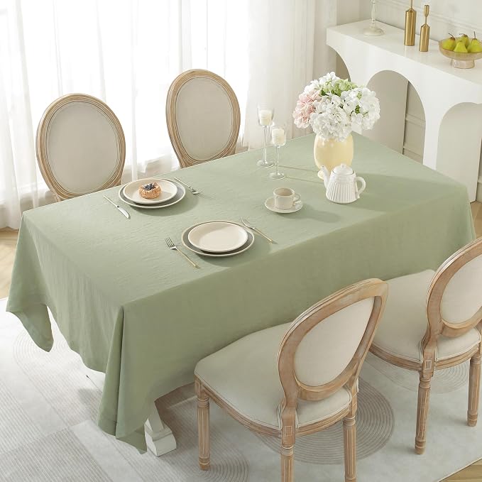 Linen World Linen Tablecloth,100% French Linen Sage Tablecloth 90" x 90" Inch,Washable Square Tablecloth for Dining,Outdoor,Weddings and Restaurants,Decorative Thanksgiving Christmas