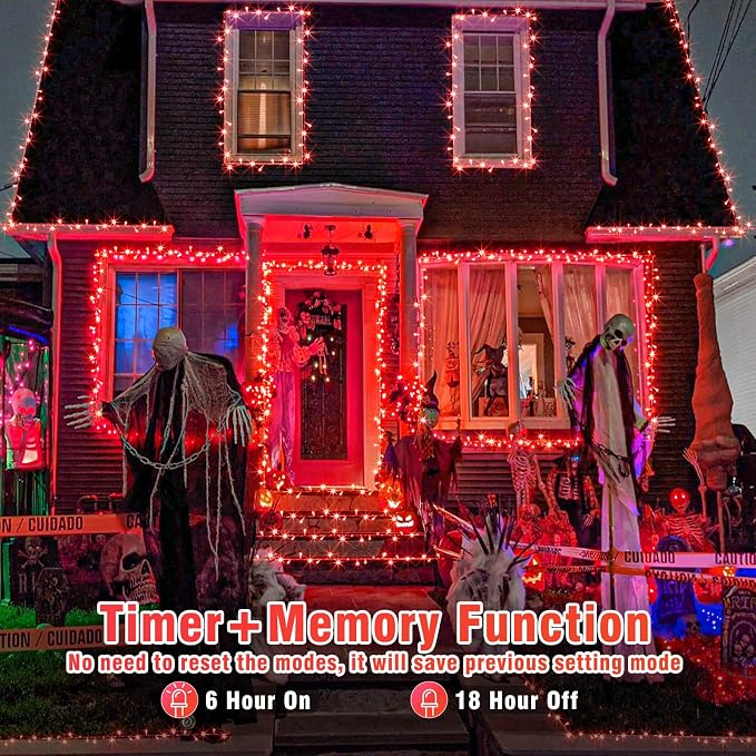 200 LED Red Christmas Lights 66ft String Lights Indoor 8 Modes Clear Wire Connectable Waterproof Plug in Twinkle Fairy Light for Bedroom Indoor Outdoor Christmas Tree Decorations