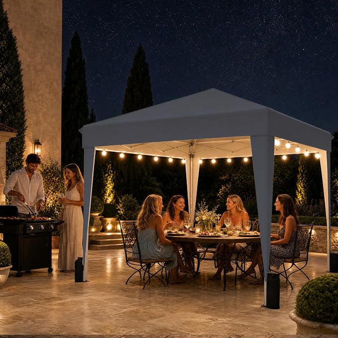 SANWAY 10x10 Pop Up Canopy with Sidewalls, Easy Setup Instant Canopy Tent, Portable with Carry Bag for Outdoor Events, Camping, and Backyard Parties – Dark Gray