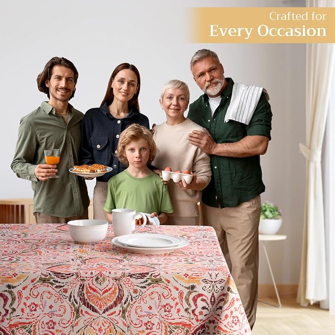 Maison d' Hermine Table Cloth Rectangle Table 100% Cotton 70 x 90 Inches Fall Tablecloth Reusable Everyday Use for Thanksgiving Christmas Decorations Dining Farmhouse Party (Damask)
