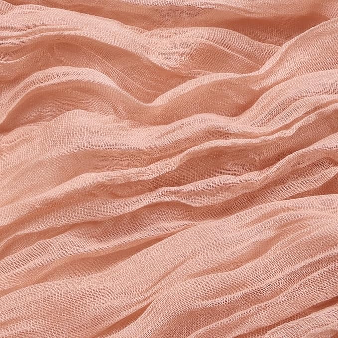 16 Pack Blush Pink Cheesecloth Table Runner 10ft Boho Gauze Fabric 120 Inch Cheese Cloth Table Runner Rustic Sheer for Holiday Baby Shower Party Décor Home Wedding Decoration