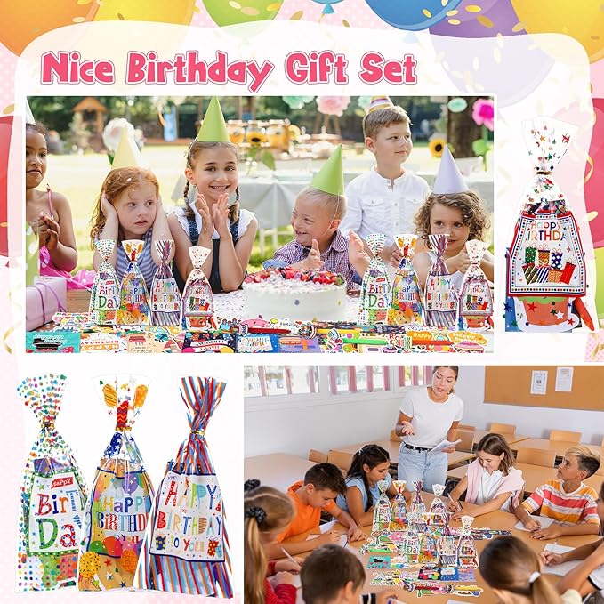 194 Pcs Birthday Return Gifts Birthday Classroom Stationery Party Favors Includes Notebook Ballpoint Pen Bookmark Sticky Notes Goodie Bag Stuffers Gifts School Student Rewards Prize