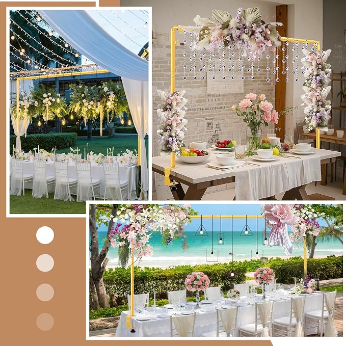 Over The Table Rod Stand with Clamps Adjustable 31-110 in Length 31-64 in Height Gold Table Balloon Arch Hanging Stand with Storage Bag for Valentines Day Wedding Birthday Party Decoration
