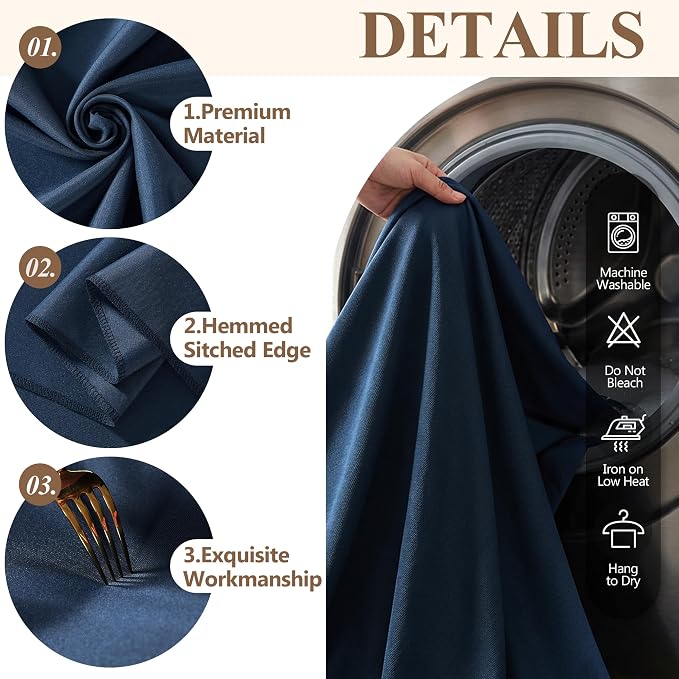 Shillance 4 Pack Navy Blue Square Tablecloth for 34x34 Inch Card Table Cover Waterproof Oil-Proof Spill-Proof Polyester Square Fitted Tablecloth for Wedding Parties Display Trade Show