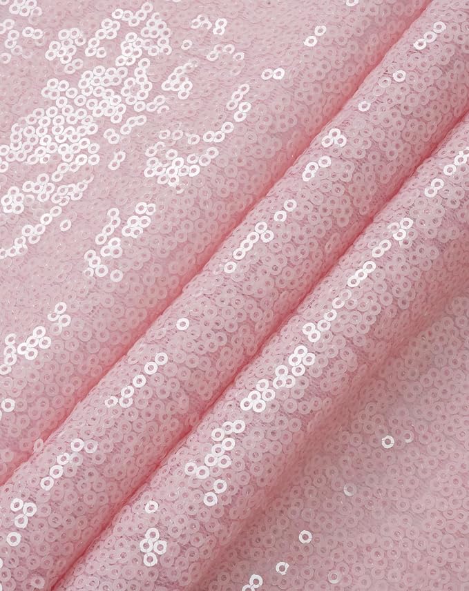 Eternal Beauty Pink Tablecloth, 90x156 Inch Sequin Rectangle Table Cover for Valentines Cake Dessert Exhibition Party Birthday Events