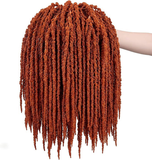 Suncalla 12 Pcs Brown Spring Natural Dried Amaranthus Hanging Flowers Amaranthus Artificial Flowers for Wedding Arch Bouquet Floral Garland Wall Home Decoration (23 Inch)