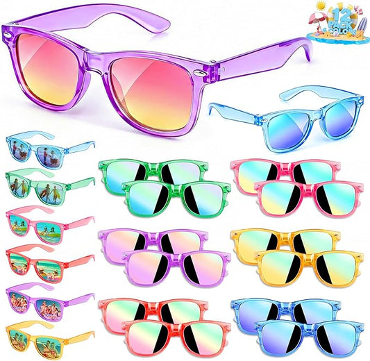 Party Favors Kids Sunglasses - Toddler Sunglasses Bulk for Kid Age 3-8, Neon Glasses with UV 400 Protection for Boys Girls, Goodie Bags Stuffers for Birthday Classroom Graduation Gifts - 12 Packs