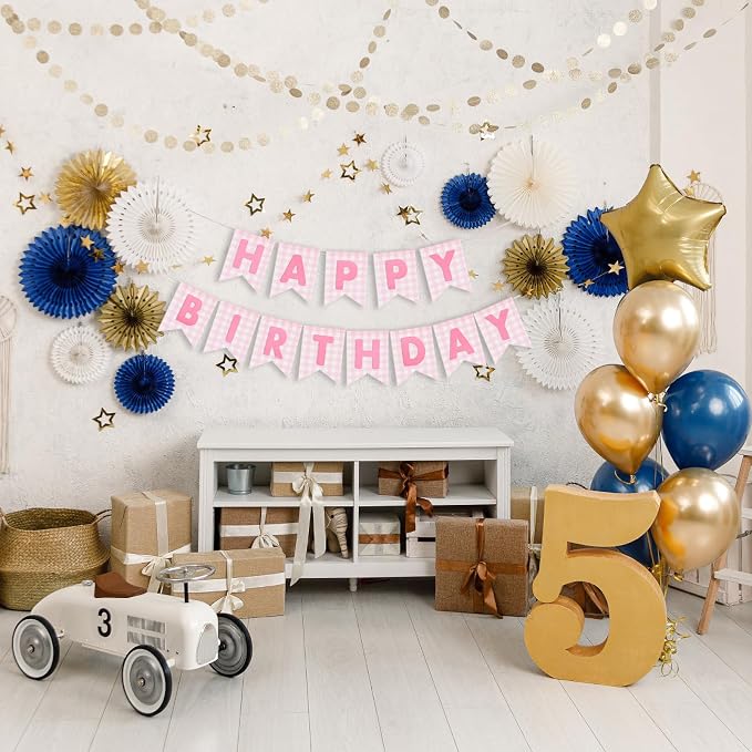 Custom Banner Kit, 28 Pink Printed Burlap Banner with 92 Felt Letters, Make Your Own Diy Customizable Kit for Birthday Wedding Party Decorations