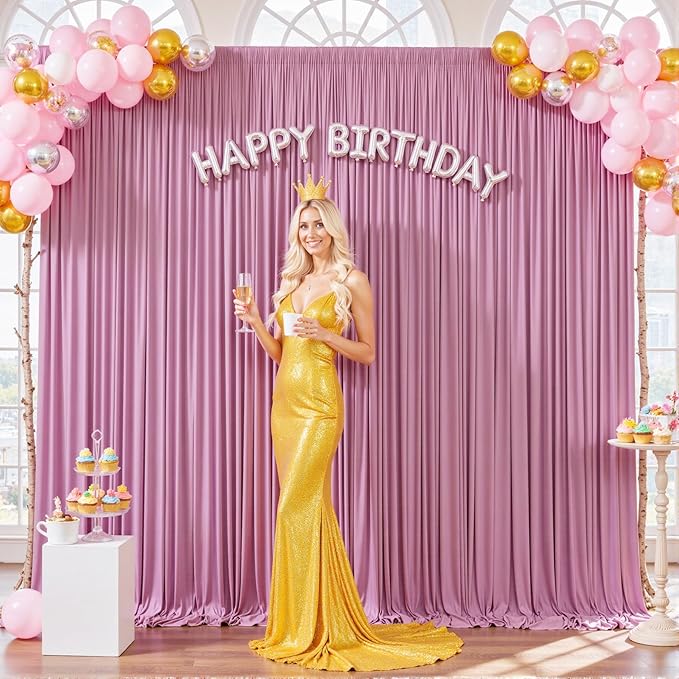 10x10 Dusty Pink Backdrop Curtain for Parties Wedding Wrinkle Free Pink Photo Curtains Backdrop Drapes Fabric Decoration for Birthday Party Baby Shower 5ft x 10ft,2 Panels