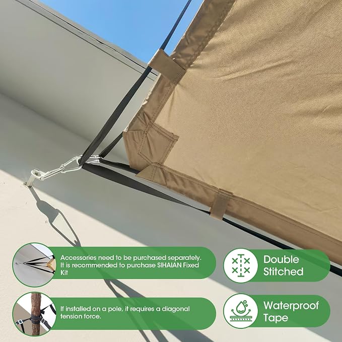 SIHAIAN 11 x 20 Ft Carport Replacement Canopy Cover(No Frame), Easy to Set up Carport Canopy, 500D Heavy-Duty Garage Top Tent Shelter Tarp Waterproof and UV Protected (Only Canopy Cover) Beige