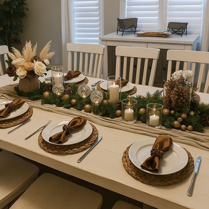 12 Pack Brown Cheesecloth Table Runner – 10FT x 12pcs Rustic Gauze Table Runners for Fall Wedding, Thanksgiving, Farmhouse Dinner, Boho Party Décor