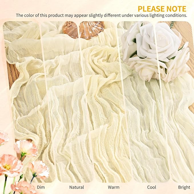 3 Pack Cheesecloth Table Runner 10FT Beige Table Runner Boho Gauze Cheese Cloth Table Runners Long Rustic Sheer Table Decorations for Wedding Party Baby Bridal Shower Birthday Holiday Home