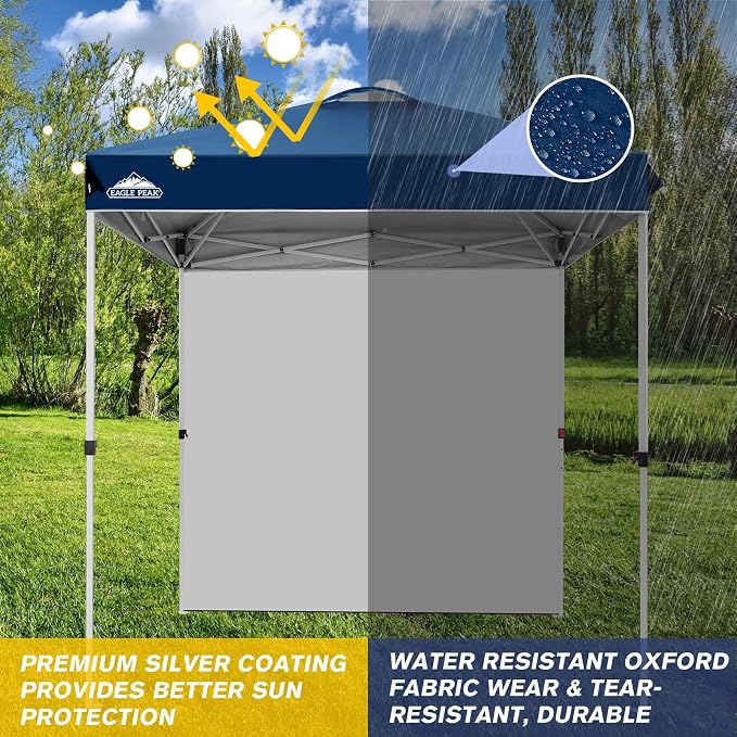 EAGLE PEAK Commercial Canopy 6.6x6.6 Pop Up Canopy Tent with 1 Sidewall, Easy Setup Heavy Duty Instant Event Shelter for Vendors & Markets, Outdoor Sun Shade, Dark Blue