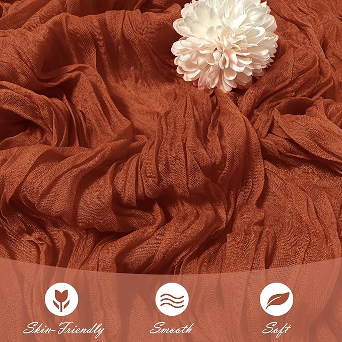 30 Pack Terracotta Cheesecloth Table Runner 17 x 108 inch Cheese Cloth Table Runners 9ft Terracotta Table Runner Rustic Romantic Sheer Gauze Runner for Wedding Party Baby Shower Table Decoration