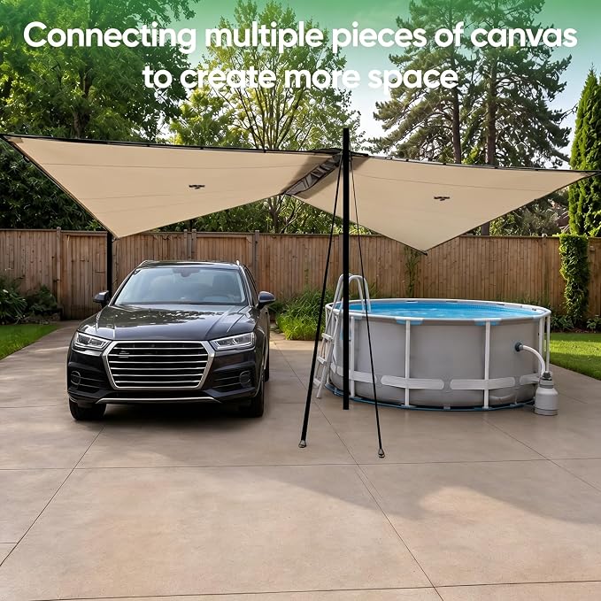 SIHAIAN 12 x 18 Ft Carport Replacement Canopy Cover(No Frame), Easy to Set up Carport Canopy, 500D Heavy-Duty Garage Top Tent Shelter Tarp Waterproof and UV Protected (Only Canopy Cover) Beige