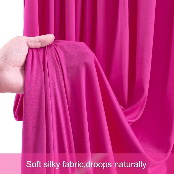 10 Panels Hot Pink Backdrop Curtains for Wedding Party Wrinkle Free Backdrops Curtain Drapes Fabric Decorations Fuchsia Photo Back Drop for Baby Shower Photography Stage Reception 50ft(W) x 12ft(H)