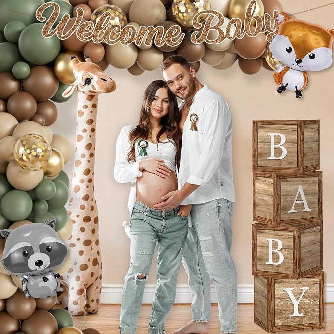 Woodland Baby Shower Decorations,273pcs Woodland Animals Baby Shower Decorations With Plates and Napkins Cups Tablecloth Backdrop Balloon Arch Cake Toppers for Woodland Creatures Baby Shower Supplies