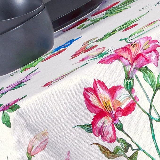 Maison d' Hermine Table Cloth Round Table 100% Cotton 63 Round Inches Tablecloth Reusable Decorative for Dining Kitchen Room Farmhouse Party Home Hotel Restaurant Spring Summer - Giverny