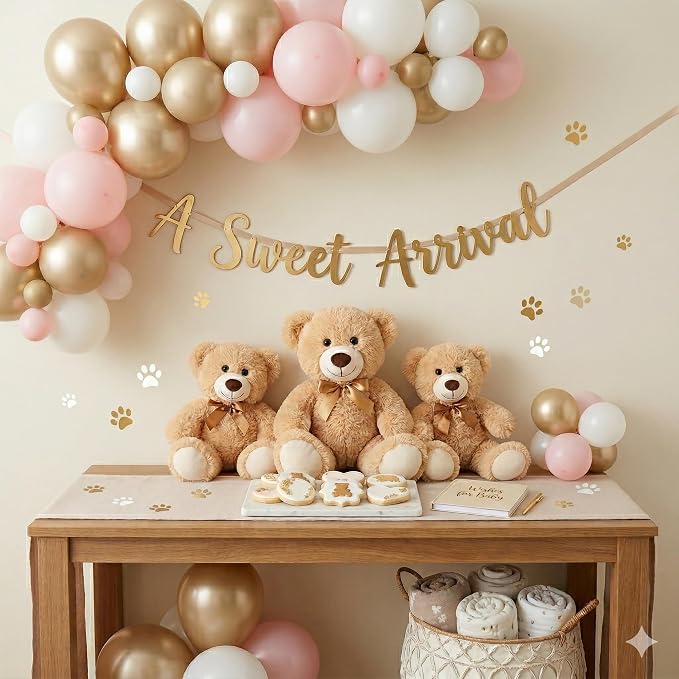 MaoGoLan 3 Pieces Bulk Teddy Bears Stuffed Animals Baby Shower, Soft Small Stuffed Teddy in Bulk, 13.5" Cuddly Mini Teddy Bears Centerpiece,Wedding,Party,Engagement