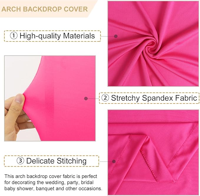 FANPROMS Set of 2 Wedding Arch Cover 6FT 7.2FT Hot Pink Arched Backdrop Cover Chiara Round Top Arch Covers Backdrop Fabric Spandex Fitted Arch Covers for Arches Stands for Wedding Baby Shower Decor