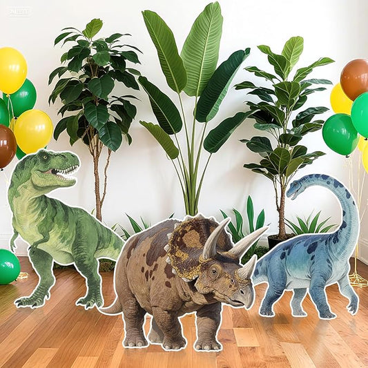 3 Pcs Dinosaur Party Decoration Cardboard Standup Cutout Brachiosaurus Triceratops Tyrannosaurus Rex Dinosaur Birthday Party Yard Sign Photo Props Backdrop Animal Birthday Decor Party Supplies