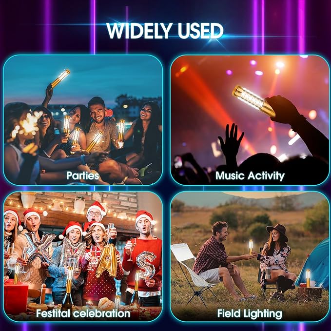 4 Pieces LED Strobe Baton Light Bottle Service Lights Bright Rechargeable Champagne Bottle Handheld Light Topper for Bar Nightclub Wedding Party Concert （Gold）