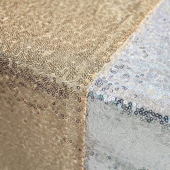 JYFLZQ Champagne Sequin Table Runner 12" x 72" Sparkly Champagne Metallic Table Runner Glitter Sequin Runner for Table Birthday Party Event Decorations
