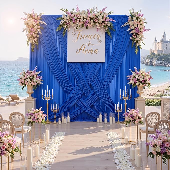 20ftx10ft Wrinkle Free Royal Blue Backdrop Curtains for Parties, 4 Panels Silky Polyester Photo Backdrop Drapes Back Drop Cloth for Wedding Birthday Photography Background