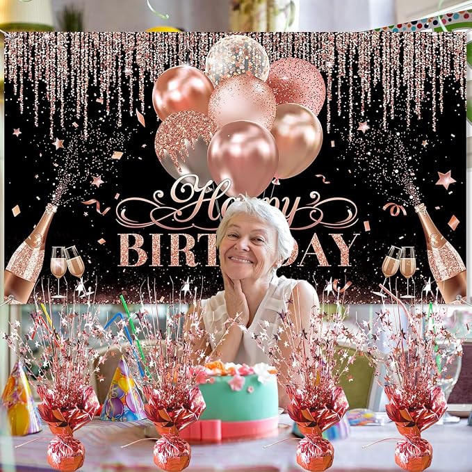 FUBININA 6 Pack Metallic Foil Spray Centerpiece Star Table Decoration Burst Table Centerpieces for Birthday Wedding Anniversary Graduation Holiday Party Supplies Decor, Rose Gold